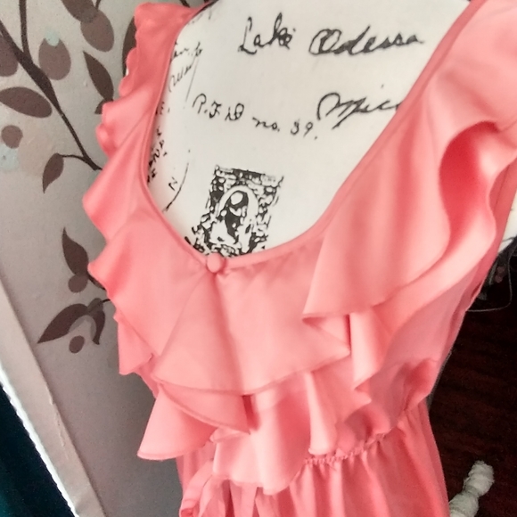 Coral Ruffle Collar Mini Dress - Picture 4 of 6